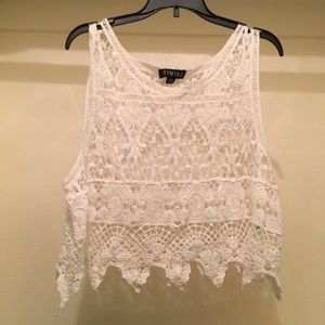 White Crochet crop top